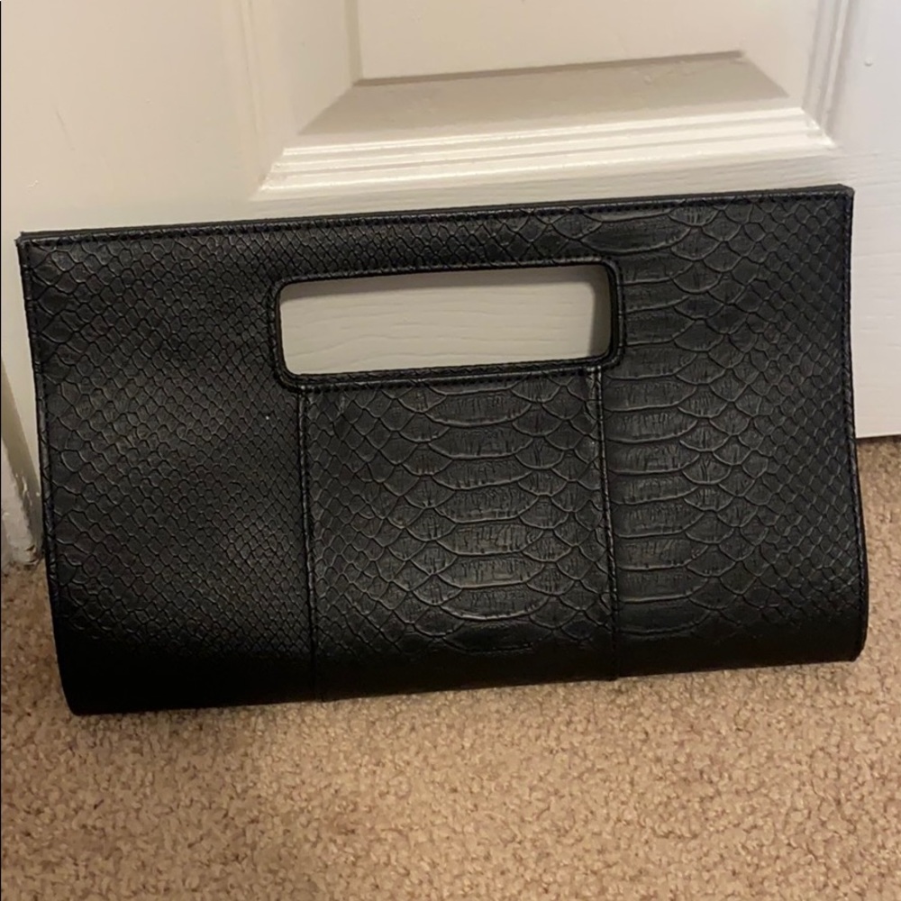 Black clutch handbag